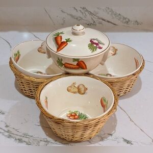 Set of 4 Vintage Mid-Century Golden Harvest Vegetable Dishes